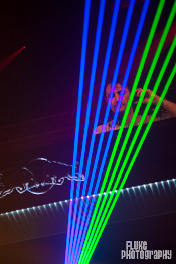 Chris Purcell and Alice Spooner of Hadouken with lasers by Stanwax Laser in Moscow's Milk Club Feb 2012
